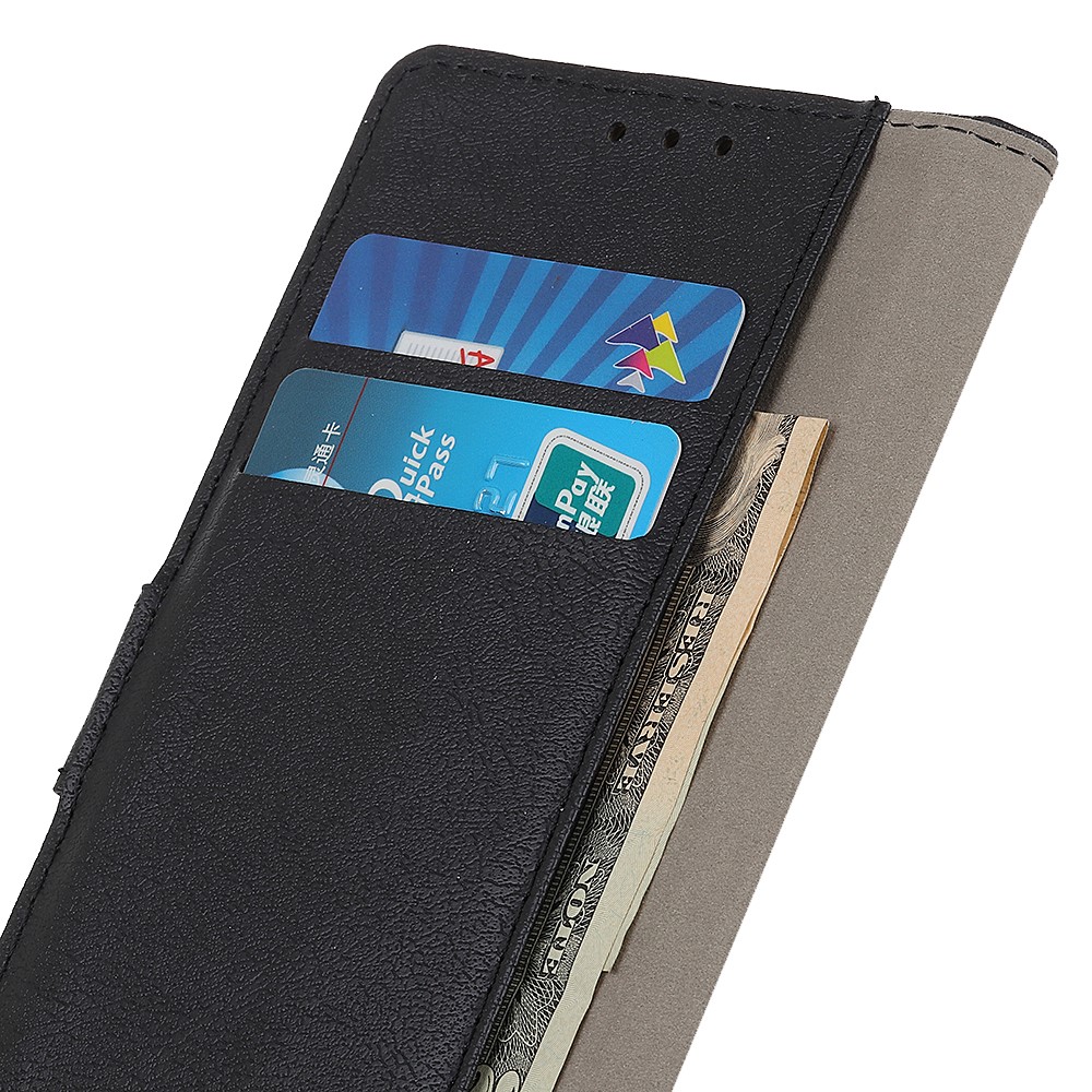 PU Leder Brieftaschenstand Telefonschale Für Iphone 12 Pro/12 - Schwarz