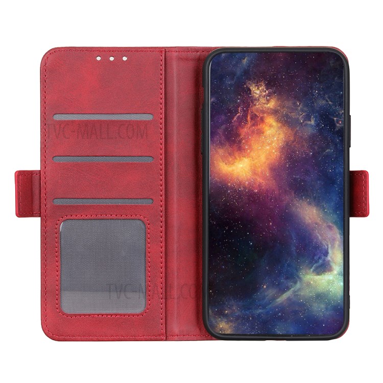 Magnetic Double Clasp Leather Shell for iPhone 12 Pro/12 Max 6.1 inch - Red-4