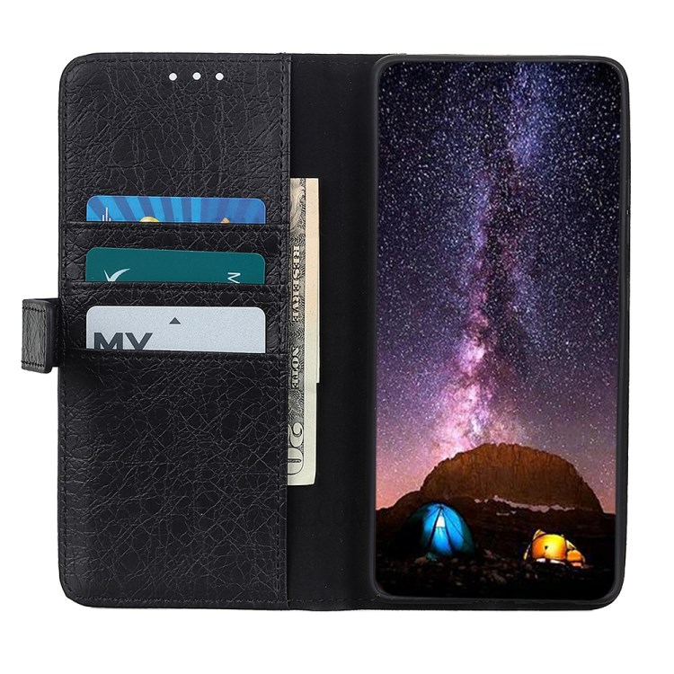 Rhino Grain Wallet Stand PU Leather Case for iPhone 12 Max/12 Pro 6.1 inch - Black-6