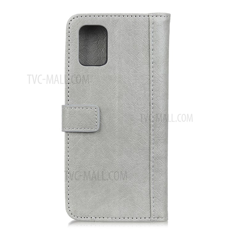 Rhino Grain Wallet Stand PU Leather Case for iPhone 12 Max/12 Pro 6.1 inch - Grey-3