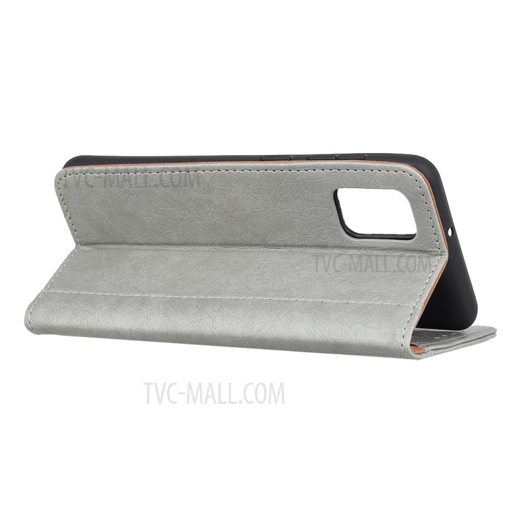 Rhino Grain Wallet Stand PU Leather Case for iPhone 12 Max/12 Pro 6.1 inch - Grey-4