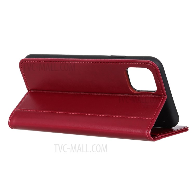 Auto-absorbed Split Leather Shell for iPhone 12 Pro 6.1 inch/12 Max 6.1 inch - Red-8