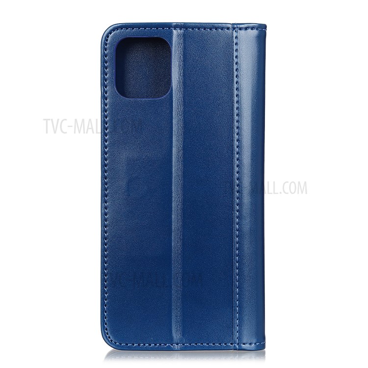 Auto-absorbed Split Leather Shell for iPhone 12 Pro 6.1 inch/12 Max 6.1 inch - Blue-7