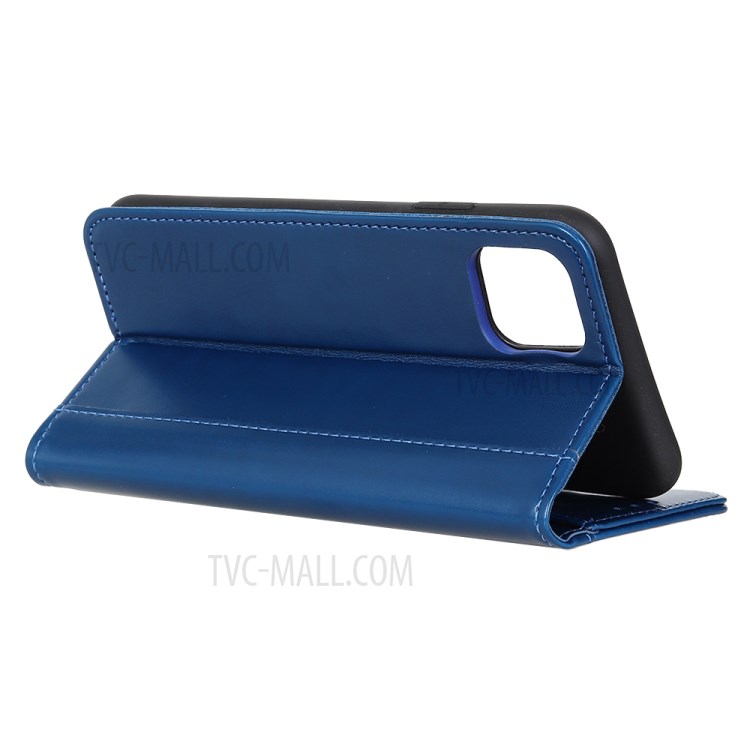 Auto-absorbed Split Leather Shell for iPhone 12 Pro 6.1 inch/12 Max 6.1 inch - Blue-8