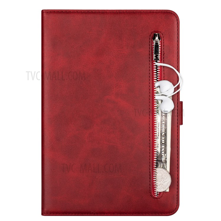 Zipper Pocket with Wallet Leather Tablet Protective Cover for iPad mini (2019) 7.9 inch/4/3/2/1 - Red-3