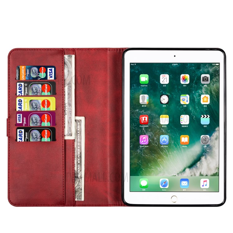 Zipper Pocket with Wallet Leather Tablet Protective Cover for iPad mini (2019) 7.9 inch/4/3/2/1 - Red-4