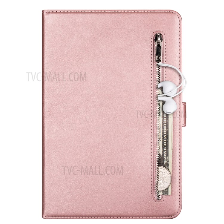 Zipper Pocket with Wallet Leather Tablet Protective Cover for iPad mini (2019) 7.9 inch/4/3/2/1 - Rose Gold-3