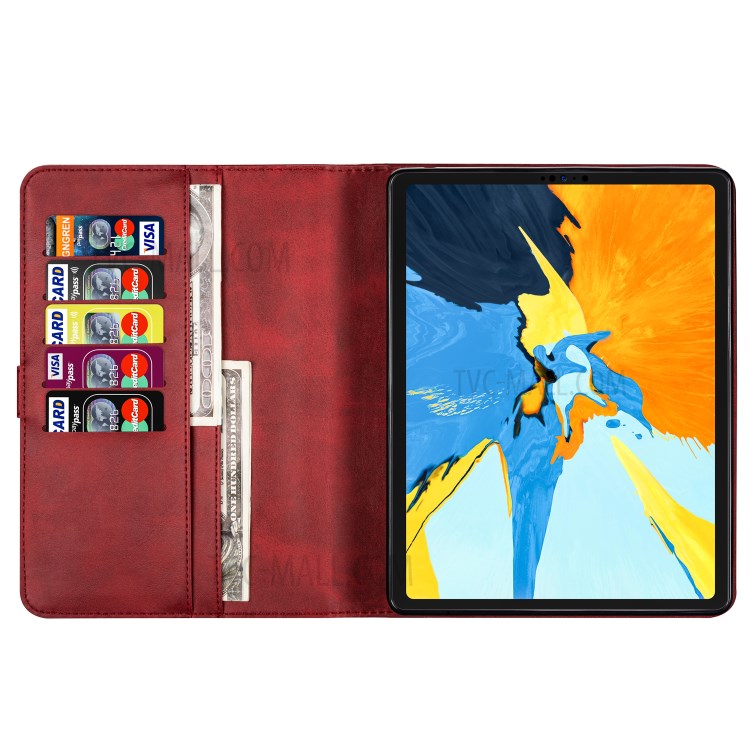 Zipper Pocket Leather Tablet Cover for iPad Pro 12.9-inch (2020)/(2018) - Red-4