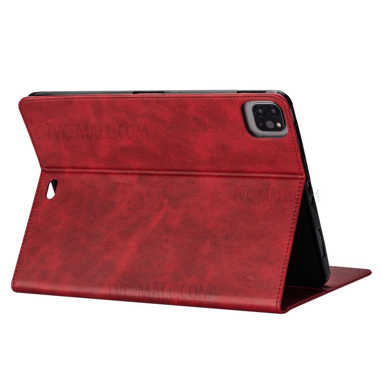 Zipper Pocket Leather Tablet Cover for iPad Pro 12.9-inch (2020)/(2018) - Red-6