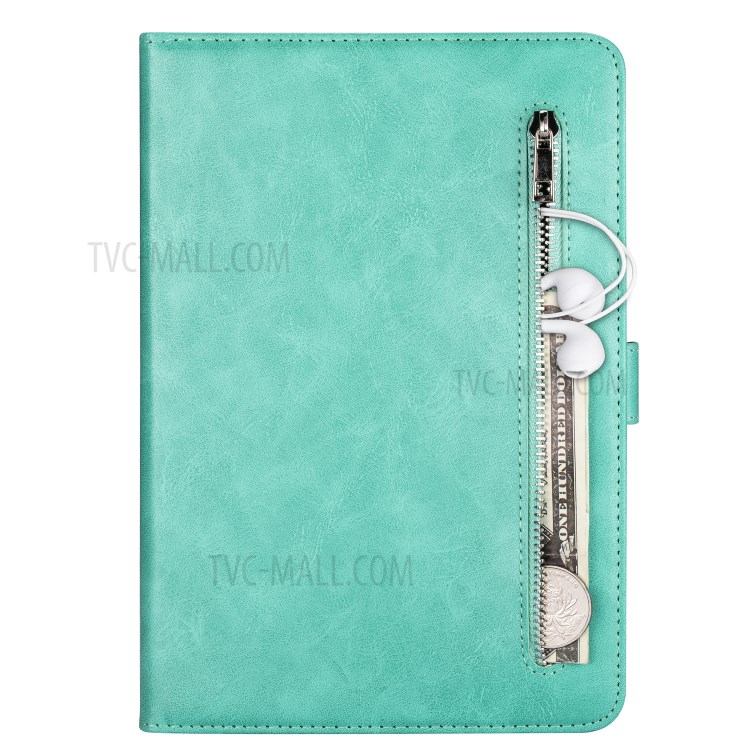 Tablette Cuir Support Porte-monnaie De Poche À Glissière Couvercle Du Boîtier De Protection Pour Ipad 10,2 (2019) / Ipad Air 10,5 Pouces (2019) - Vert-6