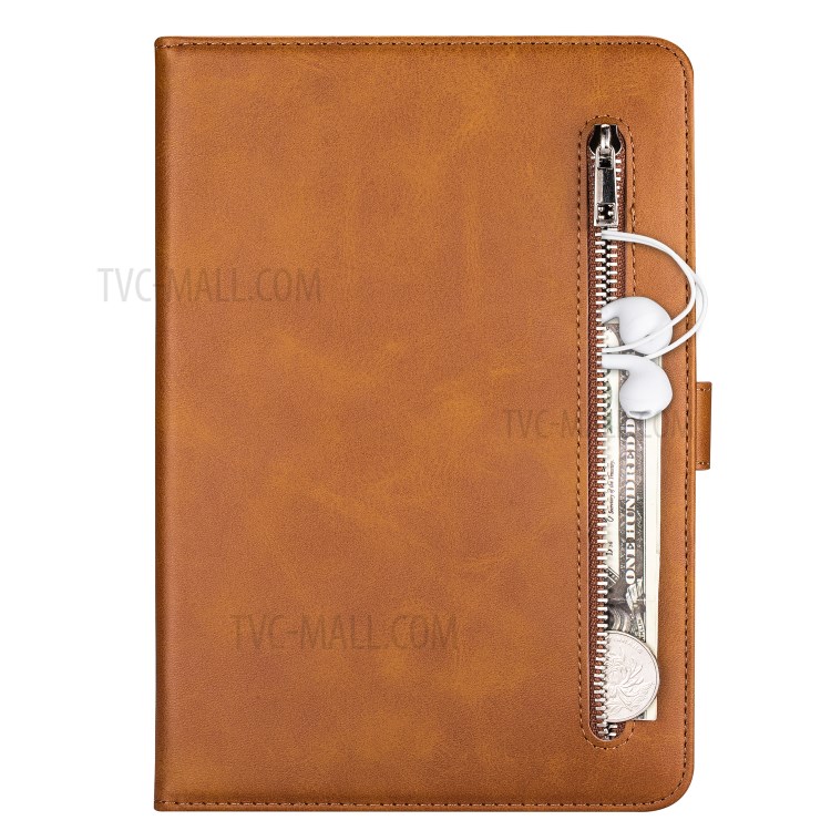 Zipper Pocket Wallet Stand Leather Tablet Protective Case Cover for iPad 10.2 (2019)/iPad Air 10.5-inch (2019) - Brown-3