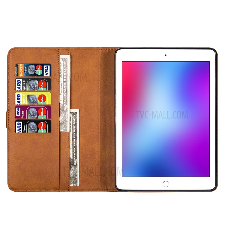 Zipper Pocket Wallet Stand Leather Tablet Protective Case Cover for iPad 10.2 (2019)/iPad Air 10.5-inch (2019) - Brown-5