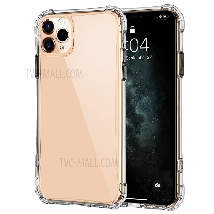 LEEU DESIGN Shockproof Transparent Hard Acrylic + TPU Phone Case for iPhone 11 Pro Max 6.5-inch - Gold