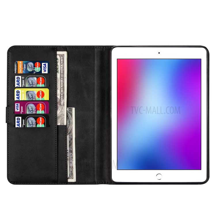 Zipper Pocket Leather Tablet Stylish Cover for iPad Air 2/(2013)/iPad 9.7-inch (2017)/(2018) - Black-5
