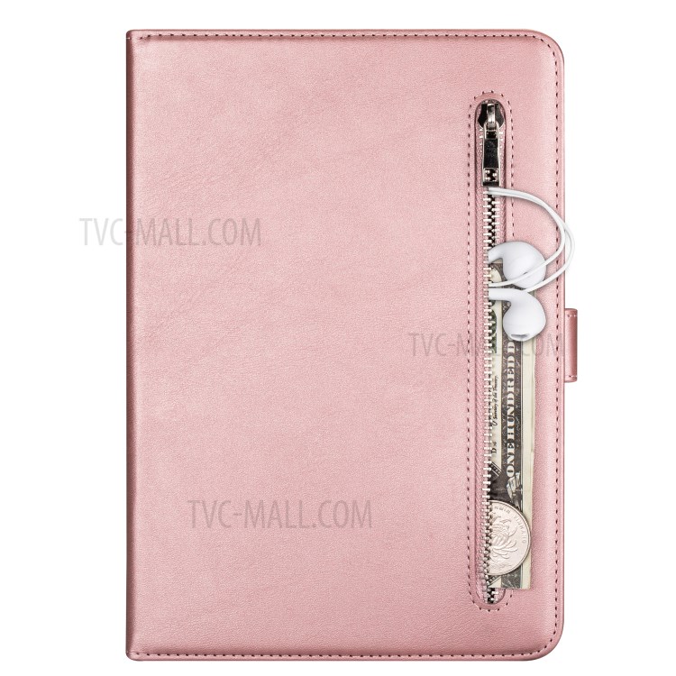 Zipper Pocket Leather Tablet Stylish Cover for iPad Air 2/(2013)/iPad 9.7-inch (2017)/(2018) - Rose Gold-3