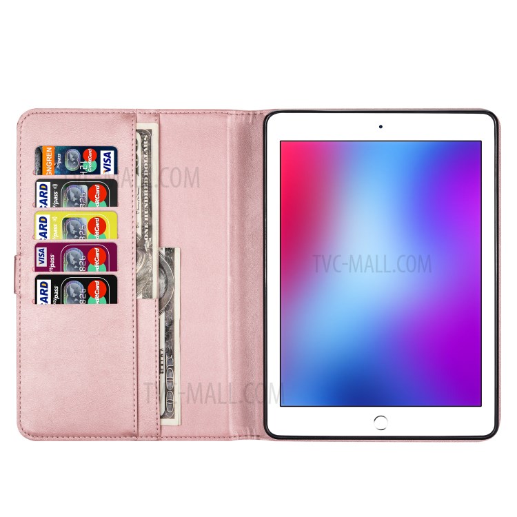 Zipper Pocket Leather Tablet Stylish Cover for iPad Air 2/(2013)/iPad 9.7-inch (2017)/(2018) - Rose Gold-4