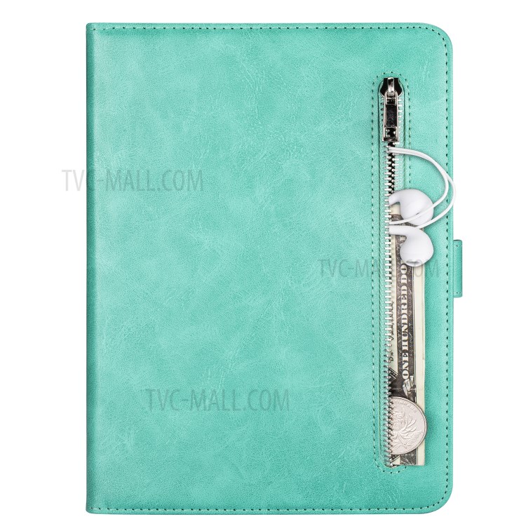 Zipper Pocket Wallet Stand Leather Tablet Protective Cover for iPad 2/3/4 - Green-6