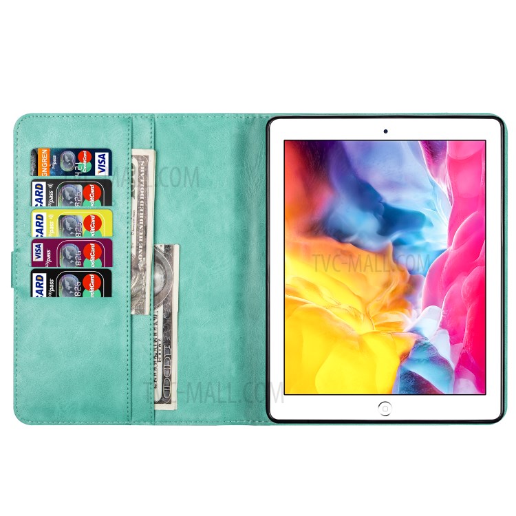 Zipper Pocket Wallet Stand Leather Tablet Protective Cover for iPad 2/3/4 - Green-7