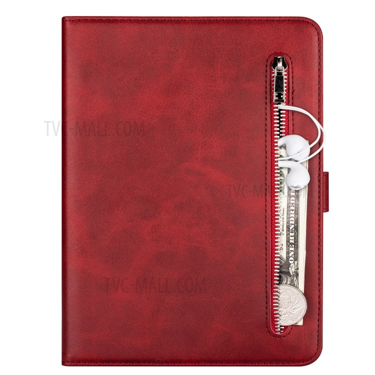 Zipper Pocket Wallet Stand Leather Tablet Protective Cover for iPad 2/3/4 - Red-3