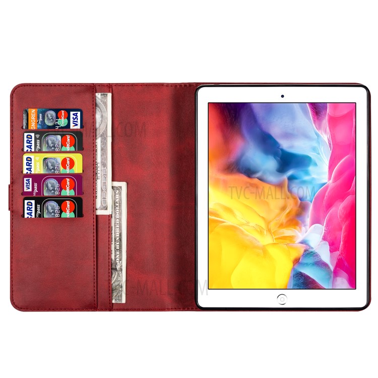 Zipper Pocket Wallet Stand Leather Tablet Protective Cover for iPad 2/3/4 - Red-4