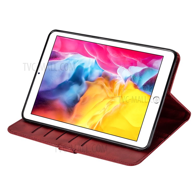 Zipper Pocket Wallet Stand Leather Tablet Protective Cover for iPad 2/3/4 - Red-6