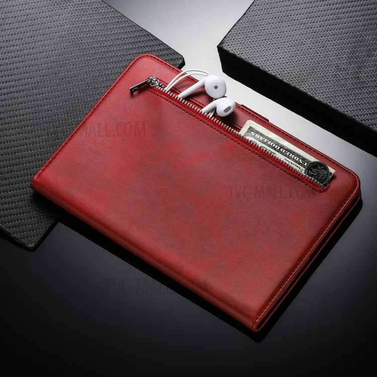 Zipper Pocket Wallet Stand Leather Tablet Protective Cover for iPad 2/3/4 - Red-8