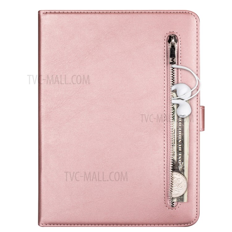 Zipper Pocket Wallet Stand Leather Tablet Protective Cover for iPad 2/3/4 - Rose Gold-3