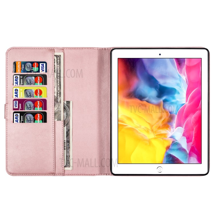 Zipper Pocket Wallet Stand Leather Tablet Protective Cover for iPad 2/3/4 - Rose Gold-4