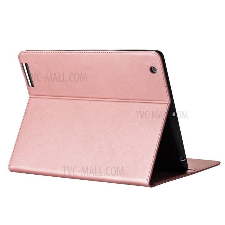 Zipper Pocket Wallet Stand Leather Tablet Protective Cover for iPad 2/3/4 - Rose Gold-5