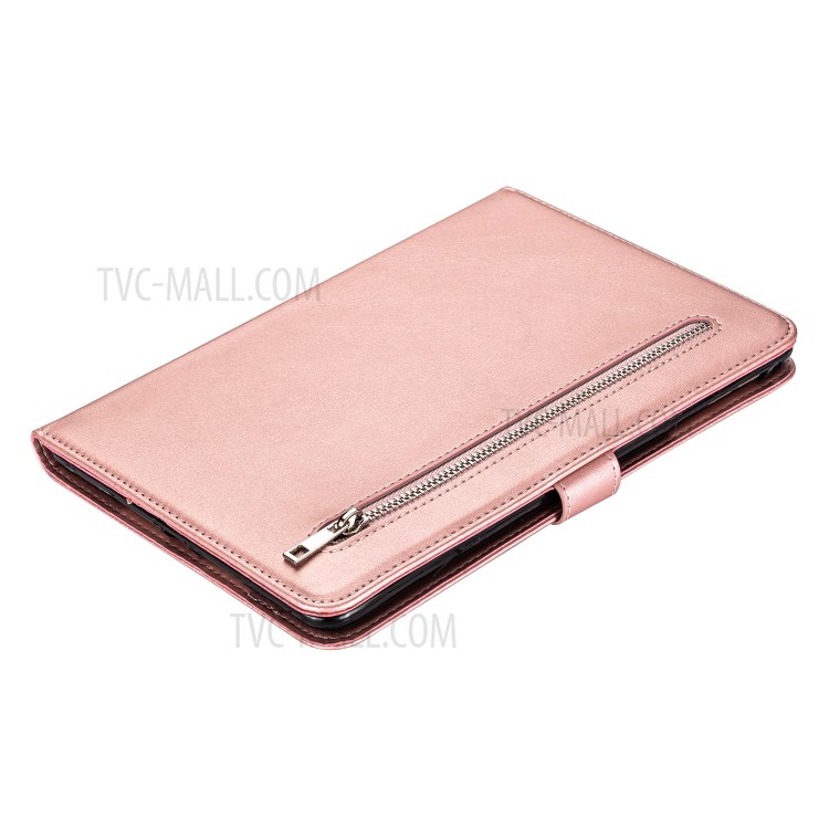 Zipper Pocket Wallet Stand Leather Tablet Protective Cover for iPad 2/3/4 - Rose Gold-7