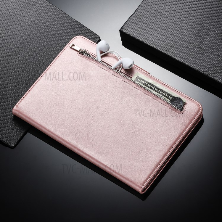 Zipper Pocket Wallet Stand Leather Tablet Protective Cover for iPad 2/3/4 - Rose Gold-8