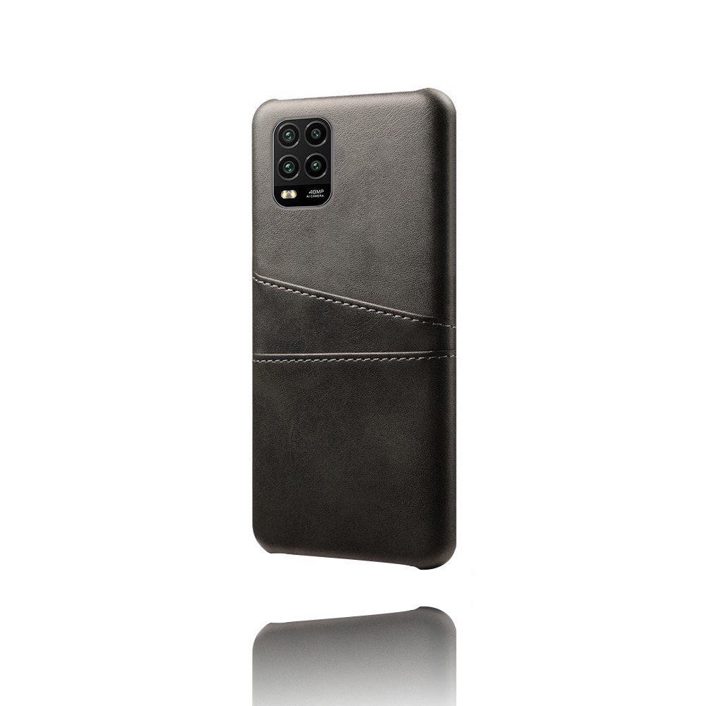 KSQ with Double Card Slots PU Leather Coated Hard PC Case for Xiaomi Mi 10 Lite 5G - Black-5