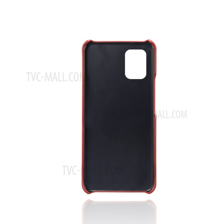KSQ with Double Card Slots PU Leather Coated Hard PC Case for Xiaomi Mi 10 Lite 5G - Red-3