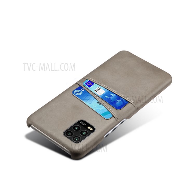 KSQ with Double Card Slots PU Leather Coated Hard PC Case for Xiaomi Mi 10 Lite 5G - Grey-4