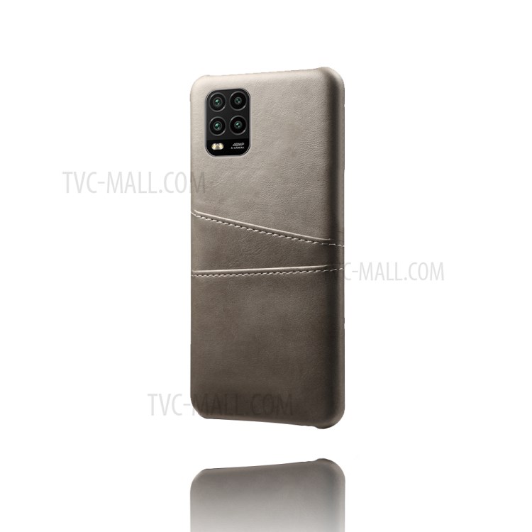 KSQ with Double Card Slots PU Leather Coated Hard PC Case for Xiaomi Mi 10 Lite 5G - Grey-5