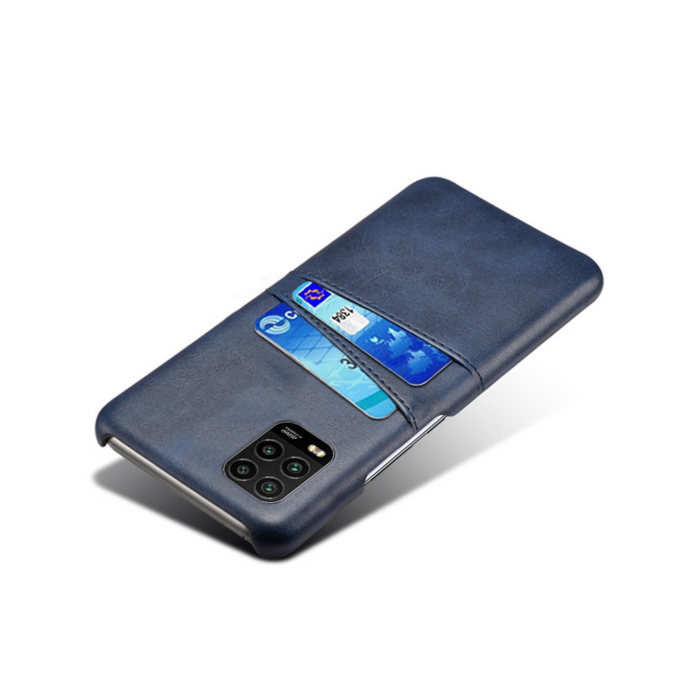 KSQ with Double Card Slots PU Leather Coated Hard PC Case for Xiaomi Mi 10 Lite 5G - Dark Blue-4