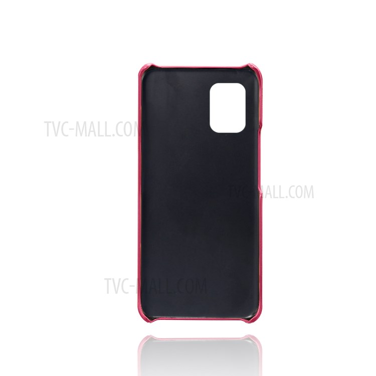 KSQ with Double Card Slots PU Leather Coated Hard PC Case for Xiaomi Mi 10 Lite 5G - Rose-3