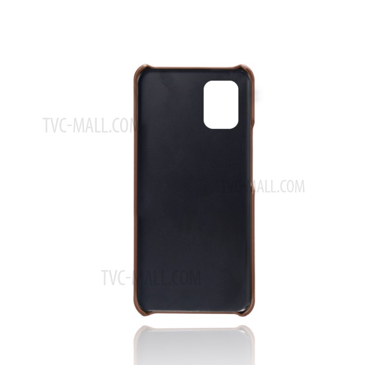 KSQ with Double Card Slots PU Leather Coated Hard PC Case for Xiaomi Mi 10 Lite 5G - Coffee-3