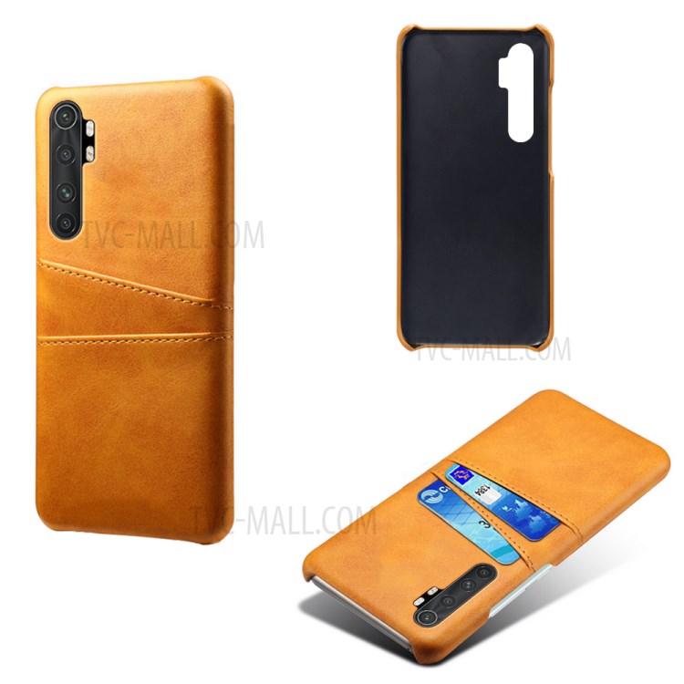 KSQ Double Card Slots PU Leather Coated PC Stylish Case for Xiaomi Mi Note 10 Lite - Brown-2