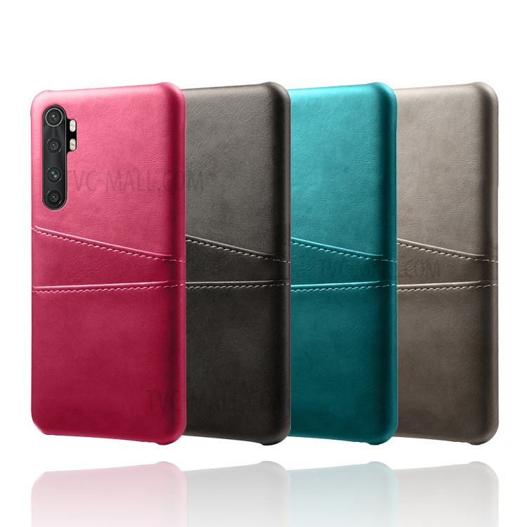 KSQ Double Card Slots PU Leather Coated PC Stylish Case for Xiaomi Mi Note 10 Lite - Brown-6