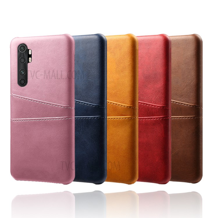 KSQ Double Card Slots PU Leather Coated PC Stylish Case for Xiaomi Mi Note 10 Lite - Brown-7