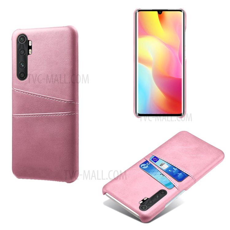 KSQ Double Card Slots PU Leather Coated PC Stylish Case for Xiaomi Mi Note 10 Lite - Rose Gold-1