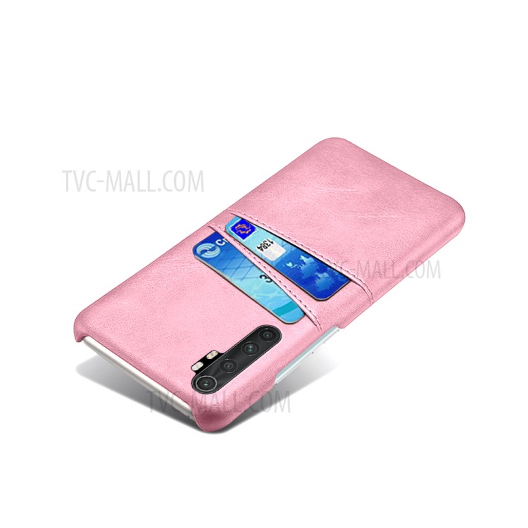 KSQ Double Card Slots PU Leather Coated PC Stylish Case for Xiaomi Mi Note 10 Lite - Rose Gold-4
