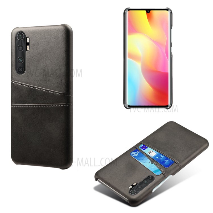 KSQ Double Card Slots PU Leather Coated PC Stylish Case for Xiaomi Mi Note 10 Lite - Black-1