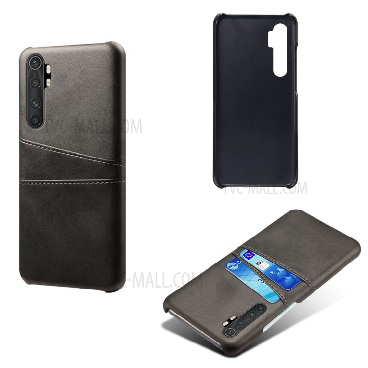 KSQ Double Card Slots PU Leather Coated PC Stylish Case for Xiaomi Mi Note 10 Lite - Black-2