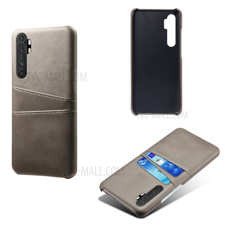 KSQ Double Card Slots PU Leather Coated PC Stylish Case for Xiaomi Mi Note 10 Lite - Grey-2