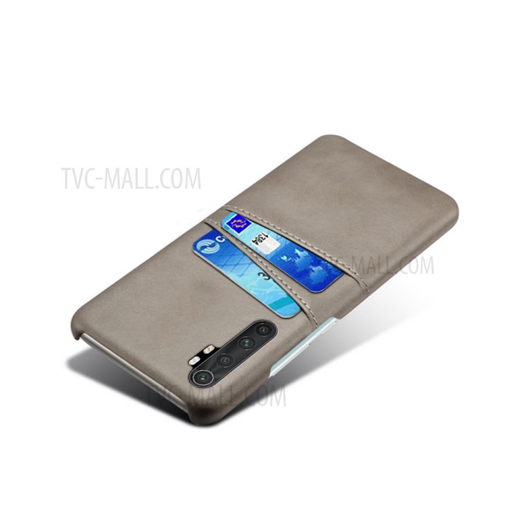 KSQ Double Card Slots PU Leather Coated PC Stylish Case for Xiaomi Mi Note 10 Lite - Grey-4