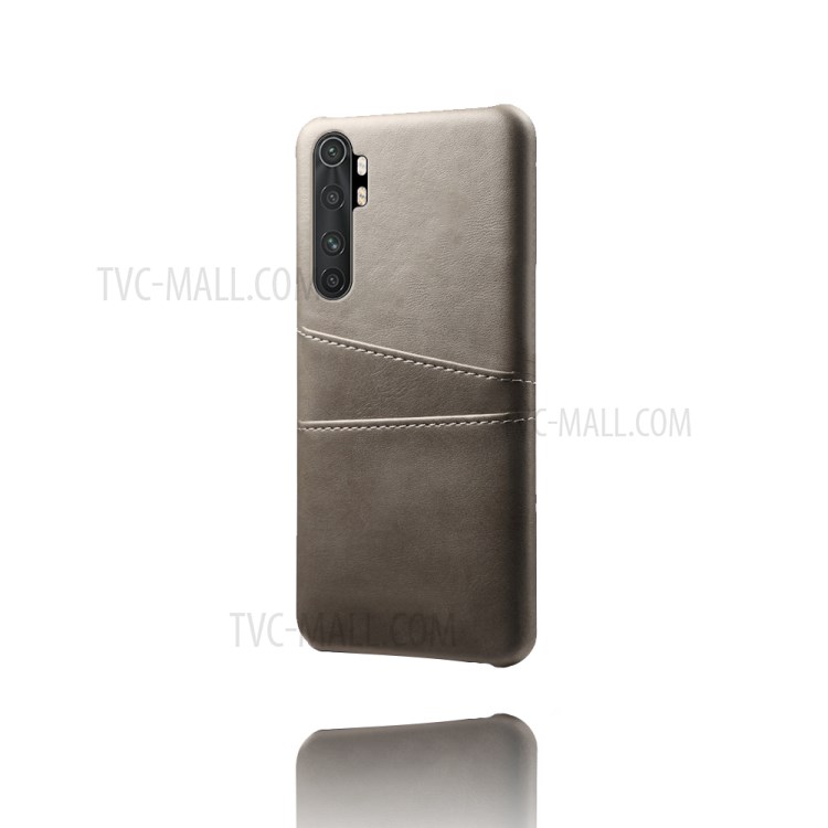 KSQ Double Card Slots PU Leather Coated PC Stylish Case for Xiaomi Mi Note 10 Lite - Grey-5