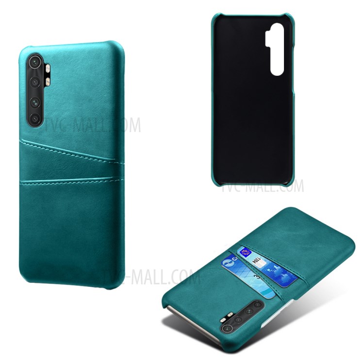 KSQ Double Card Slots PU Leather Coated PC Stylish Case for Xiaomi Mi Note 10 Lite - Cyan-2