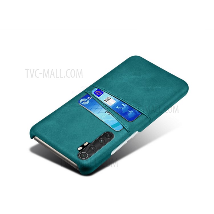 KSQ Double Card Slots PU Leather Coated PC Stylish Case for Xiaomi Mi Note 10 Lite - Cyan-4